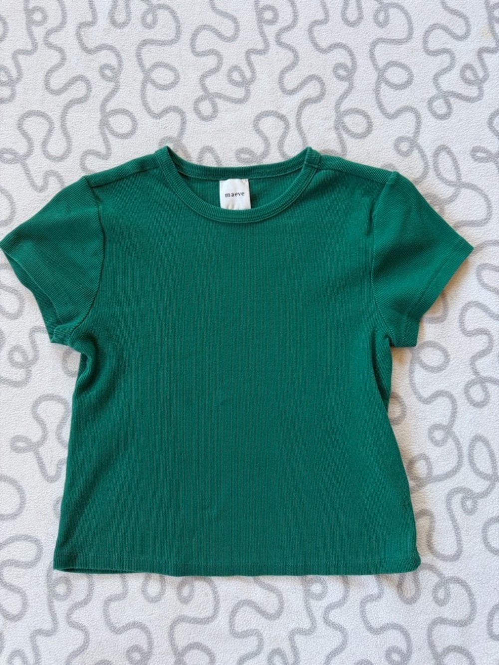 Anthropologie Maeve Green Ribbed Crop Tee